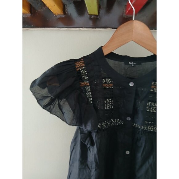 Rails Louella Embroidered Button Front Flutter Sleeve Blouse - Picture 4 of 9